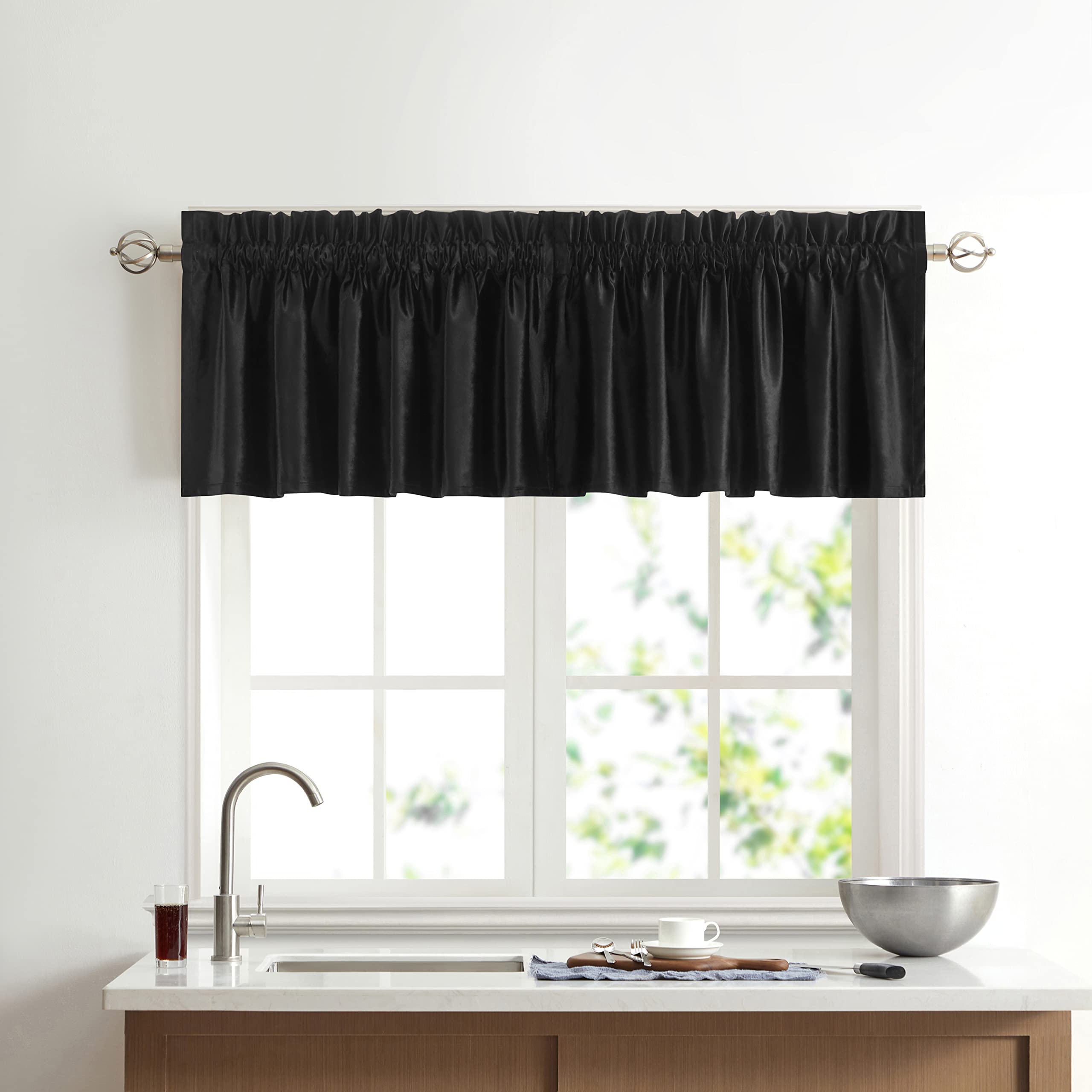 Amazon.com: PRIMROSE Set of 2 Panels Black Curtains Valances for